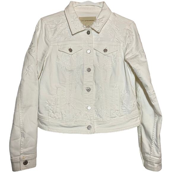 Pilcro and the Letterpress Denim Jacket Button Up Collared Long Sleeve White S - Picture 2 of 7